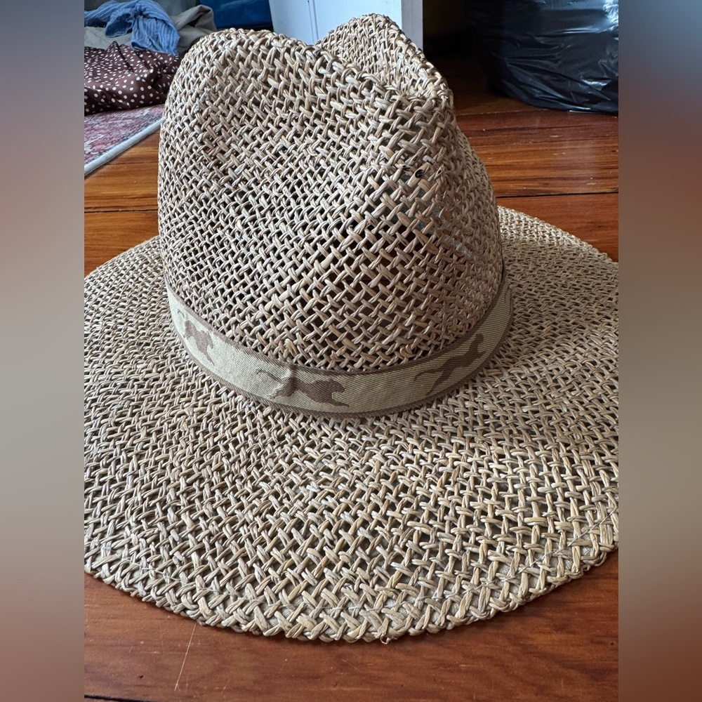 VTG Woven Straw Hat with Tan Band